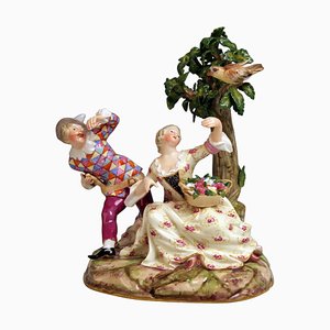 Harlequin and Girl Figurine by Kaendler for Meissen, 1840