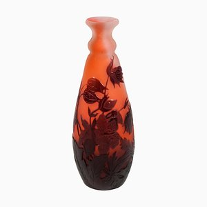 Jugendstil Flakon Vase mit Anemone Dekor von Emile Gallé, Frankreich