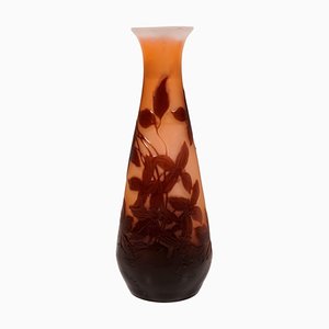 Art Nouveau Shape Shape Vase with Clematis Decor from Emile Gallé, France 1903/04, 1890s