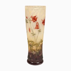 Large Art Nouveau Style Cameo Vase with Colombian Decor from Daum Nancy, France, 1910s