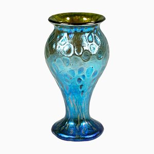 Art Nouveau Iris from Crete Diaspora Silver Vase from Loetz Glass, Austria-Hungary, 1902s