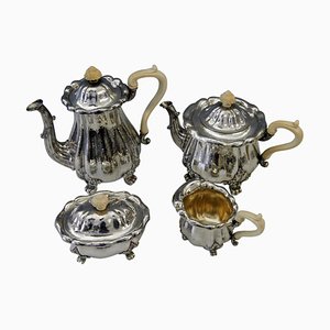 Baroque Style Silver Hanau Coffee and Tea Service from Schleissner, Germany, 1890s, Set of 4