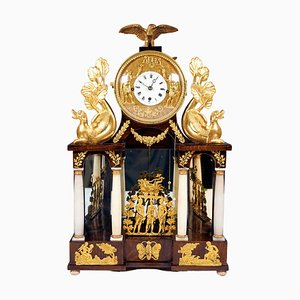 Grande Horloge Colonne Empire avec Automate Jacquart, Vienne, 1820s