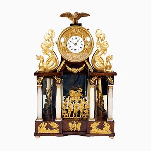 Large Empire Column Clock with Jacquart Automaton, Vienna, 1820s