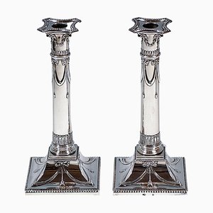 Art Nouveau Silver Candle Holders from J.M. Van Kempen, Netherlands, 1900s, Set of 2