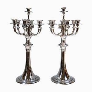 Candelabri alti in argento di Josef Carl Klinkosch, anni '25, set di 2