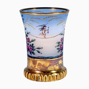 Biedermeier Glass Cupids on a Rope Cup from Anton Kothgasser, Vienna, 1825s