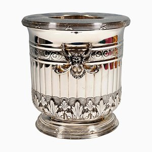 Silver Champagne Cooler with Acanthus Decoration & Mascarons, Italy, 1950s