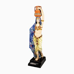 Large Art Deco Water Carrier Figurine by Josef Lorenzl for Goldscheider Manufactory of Vienna, 1925s