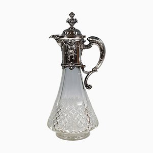 Art Nouveau Cut Glass Carafe with Silver Fittings, Germany, 1900s