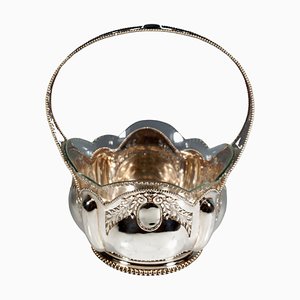 Art Nouveau Silver Basket with Handle Jardinière, Germany, 1900s