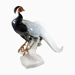 Large Porcelain Animal Figure Silver Pheasant from Rosenthal Selb Germany, 1923