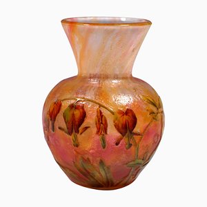 Jugendstil Cameo Vase mit Blutendes Herz Dekor von Daum Nancy, Frankreich, 1900er