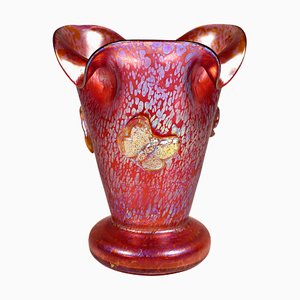 Vaso Art Nouveau con farfalle applicate di Loetz, metà XIX secolo