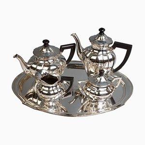 Set da tè Art Nouveau in argento da 5 pezzi di Weinranck & Schmidt Hanau, Germania, fine XIX secolo, set di 5