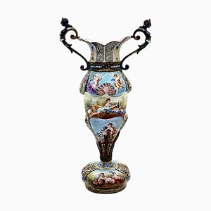 19th Century Viennese Enamel Amphora with Cupids and Scenes