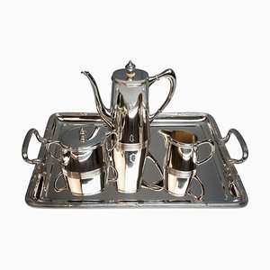 Art Nouveau Viennese Silver 4-Piece Coffee Set, Vincenz Mayers Sons, 1900s, Set of 4