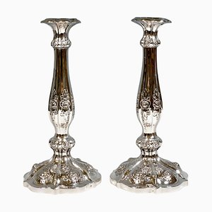 Bougeoirs Biedermeier en Argent, Vienna, 1856, Set de 2