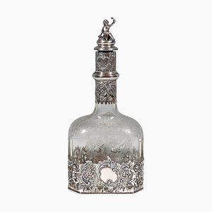 Liquor Bottle with Rich Decoration and Silver Mount, France, 1890s