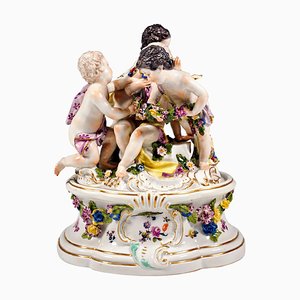 Early Meissen Cupid Group Allegory of Spring with Additional Base, 1755