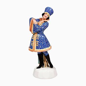 Figurine Lady Dancer en Costume Russe par Josef Lorenzl pour Goldscheider, 1925