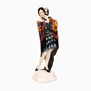 Viennese Art Deco Model 5616 Carmen Figurine by Josef Lorenzl for Goldscheider, 1930s