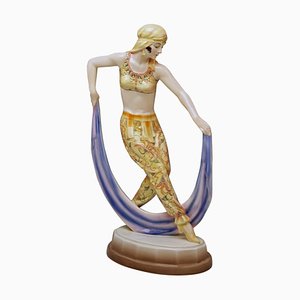 Figura odalisca modelo 5613 alta de Josef Lorenzl para Goldscheider, Viena, Austria, años 20