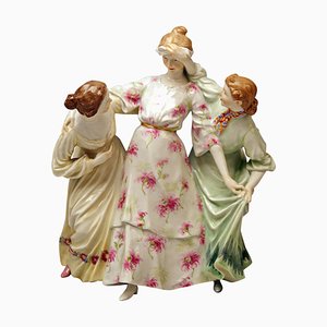 Model W 115 3 Girls Playing Hide and Seek by Theodore Eichler for Meissen, 1890s