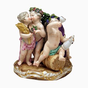 Meissen Engelchen Vier Jahreszeiten Figuren Modell 1068 Kaendler Made, 1870
