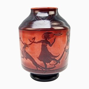 Vaso Cameo con figurine Frieze di Georges de Feure per Daum Frères Nancy, anni '20