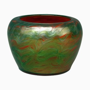 Böhmische Jugendstil Vase aus Orange Grünem Glas von Loetz, 1906