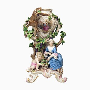 Meissen Potpourri Vase with Wine Grapes Monkey Model 1002 attributed to Eberlein, 1860s