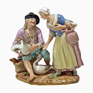 Meissen Figurine Group the Deal with Geese attributed to Circle of J.J.kaendler, 1870s