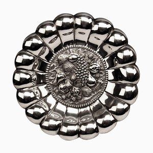 Silver 800 Plate with Fruit Decor, Vienna, 1890s