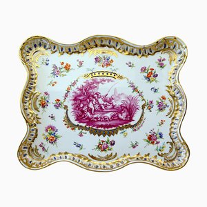 Fuente grande pintada del siglo XIX de Teichert / Meissen