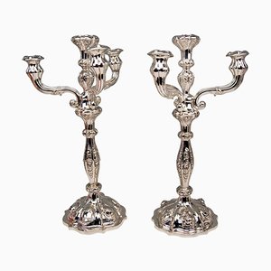 Biedermeier Silver Candleholders by Albert Kattner, Vienna, 1857, Set of 2