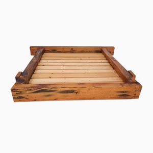 Sofá cama doble Wabisabi brutalista pesado de roble, años 70