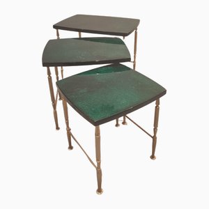Green Nesting Tables attributed to Aldo Tura, 1975, Set of 3