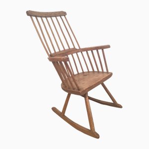 Brutalist Oak Rocking Chair, French, 1920s