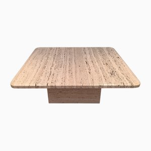 Square Travertine Coffee Table, France, 1975
