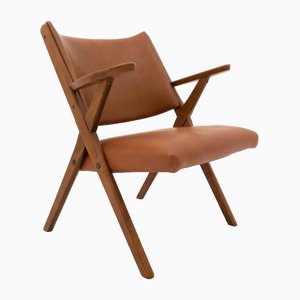 Butaca vintage de ecopiel al estilo de Verag, Italia, años 60