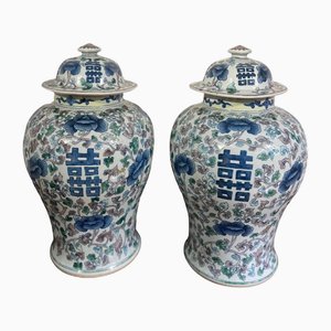 Quing Porcelain Vases, China, Set of 2