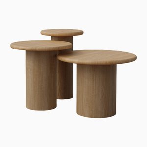 Raindrop Side Table Set in Oak and Oak by Fred Rigby Studio, Set of 3