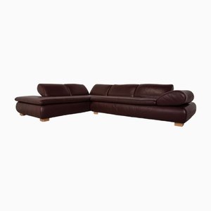Leather Corner Sofa in Brown Aubergine by Koinor Diva
