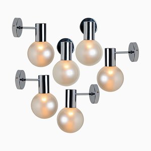 Opal Glass and Chrome Wall Light attributed to Glashütte Limburg, 1970s