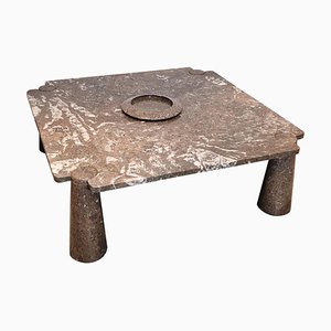 Square Grey Marble Coffee Table and Scale form Angelo Mangiarotti, 1975, Set of 2