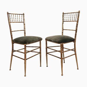 French Faux Bamboo Opera Chairs, 1940s, Set of 2