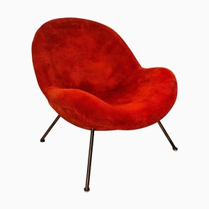 Chaise Egg en Tissu Rouge Original par Fritz Neth, 1965