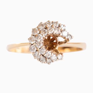 Vintage Yellow Gold and 14k White Gold with Brilliant Cut Diamond Ring, 1970s