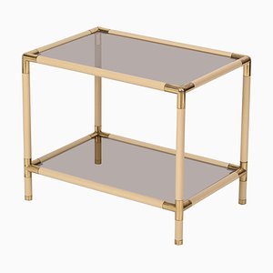 Italian Metal, Brass and Smoked Glass Coffee Table from Tommaso Barbi, 1970s